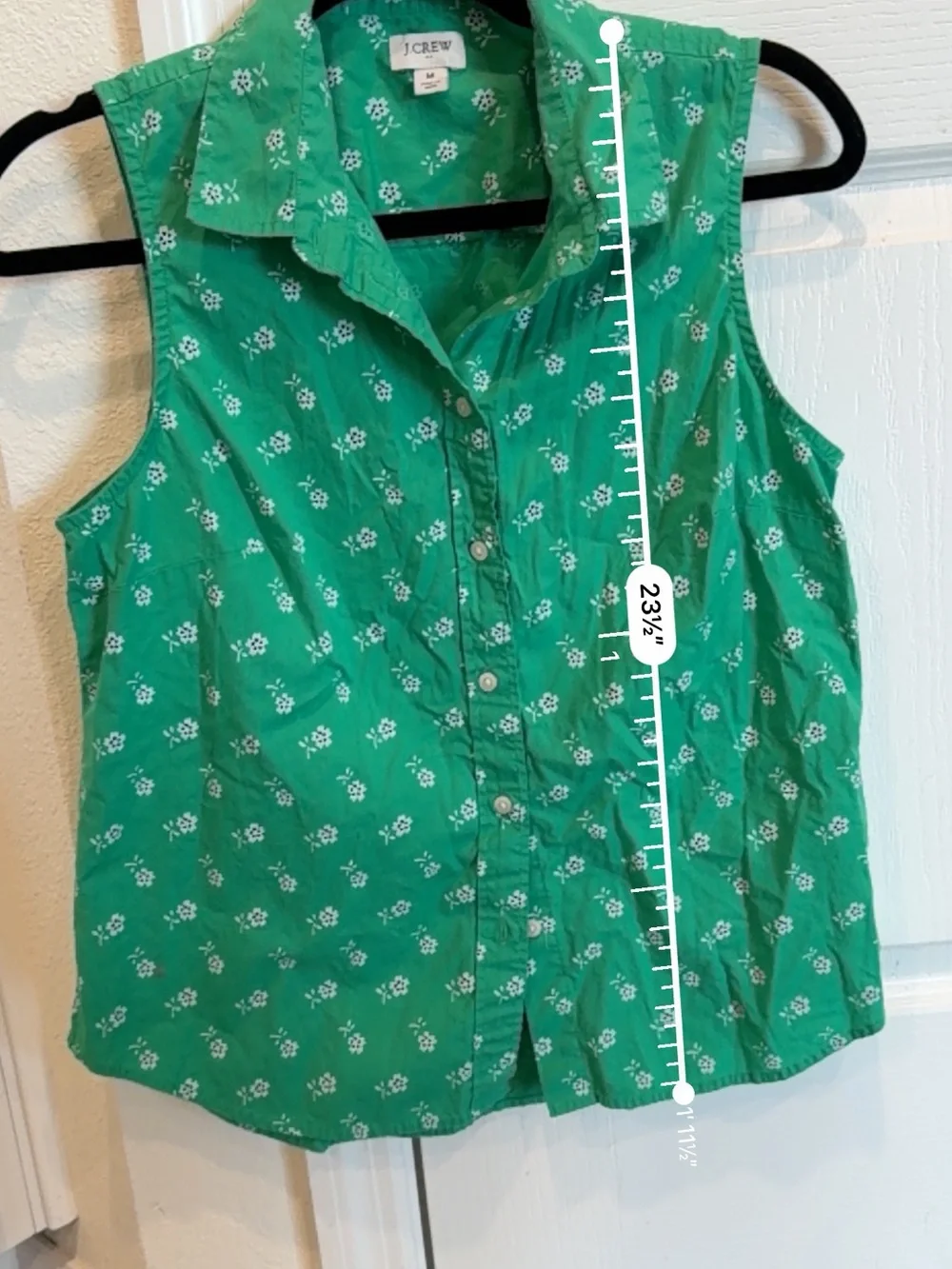 J. Crew Green Floral Sleeveless Button-Up Blouse